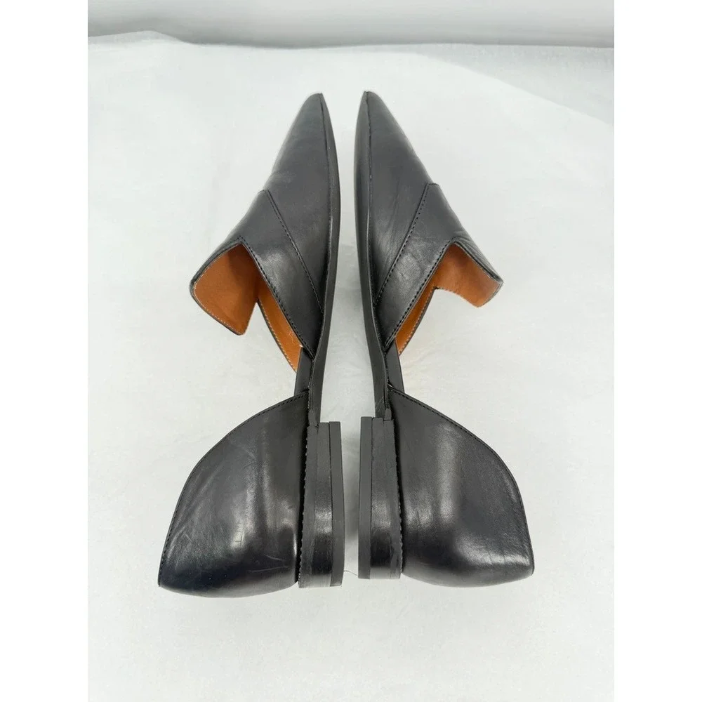 Franco Sarto Black Leather D'Orsay Flats Pointed Toe Slip On Chic Size 8/9**READ